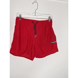 Legends Shorts Mens Medium Red 5 Inch Mesh Athletic Drawstring Running Gym